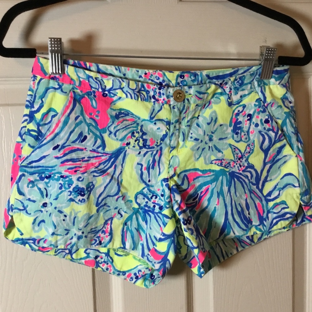 Lilly Pulitzer Adie Lemon Drop Multicolor 3.75 Inseam Shorts - Size 00